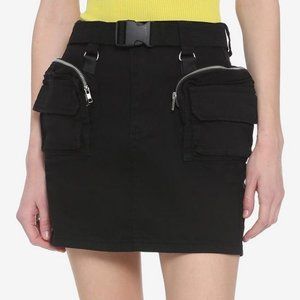Black Cargo Utility Skirt